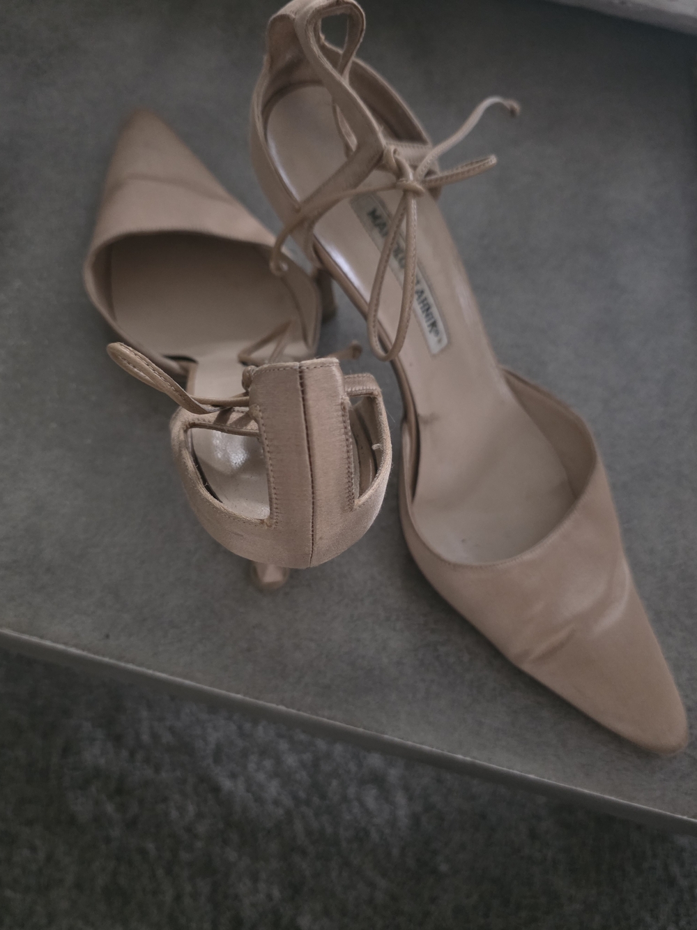 Manolo Blahnik Nude/Tan Leather Strappy Heel
